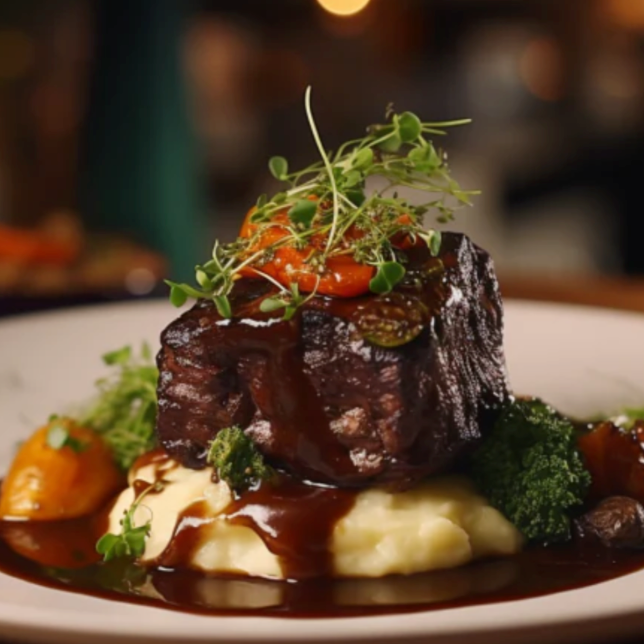 Fully Cooked Sous Vide Short Ribs with Red Wine Jus, 3.5 LB Pouch (8 Servings)