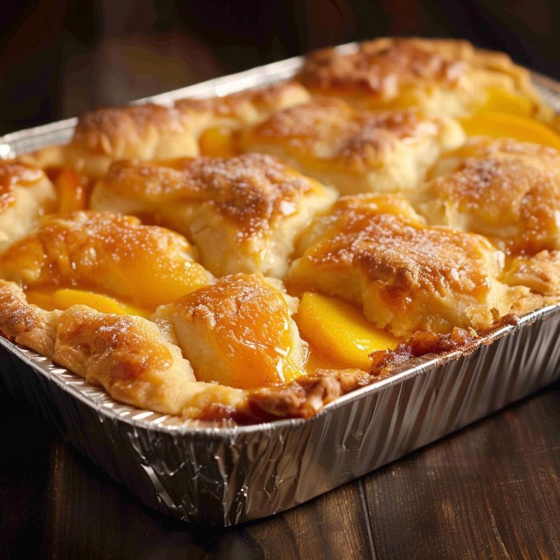 Peach Cobbler with Whipped Cream on the side ( Serves 16-18)